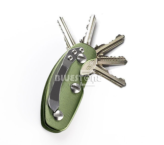 Green Key Holder Organizer Clip Key Folder Men Keychain EDC Pocket