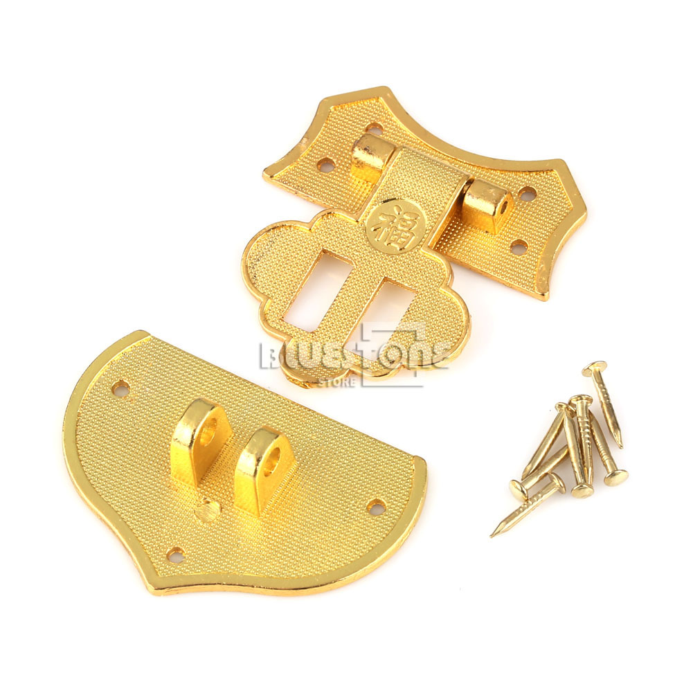 2pcs Gold Tone Toggle Hook Hinge Lock Clasp Closure Box Latch DIY with