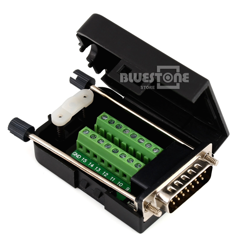 DB15 Male DSUB 2 Row 15Pin Plug Breakout Terminal Solderless Connector