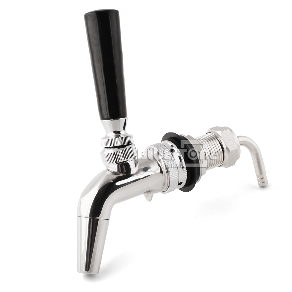 Stainless Steel Bar Draft Beer Faucet Tap With 50mm Shank and Black Handle