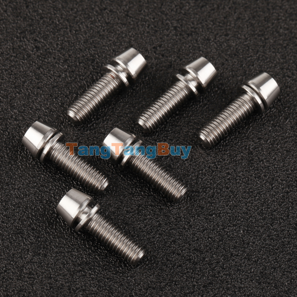 Titanium Ti Bolt Allex Hex Bike Stem Tapered Head Screw+Washer 1//6pcs M5x16mm S