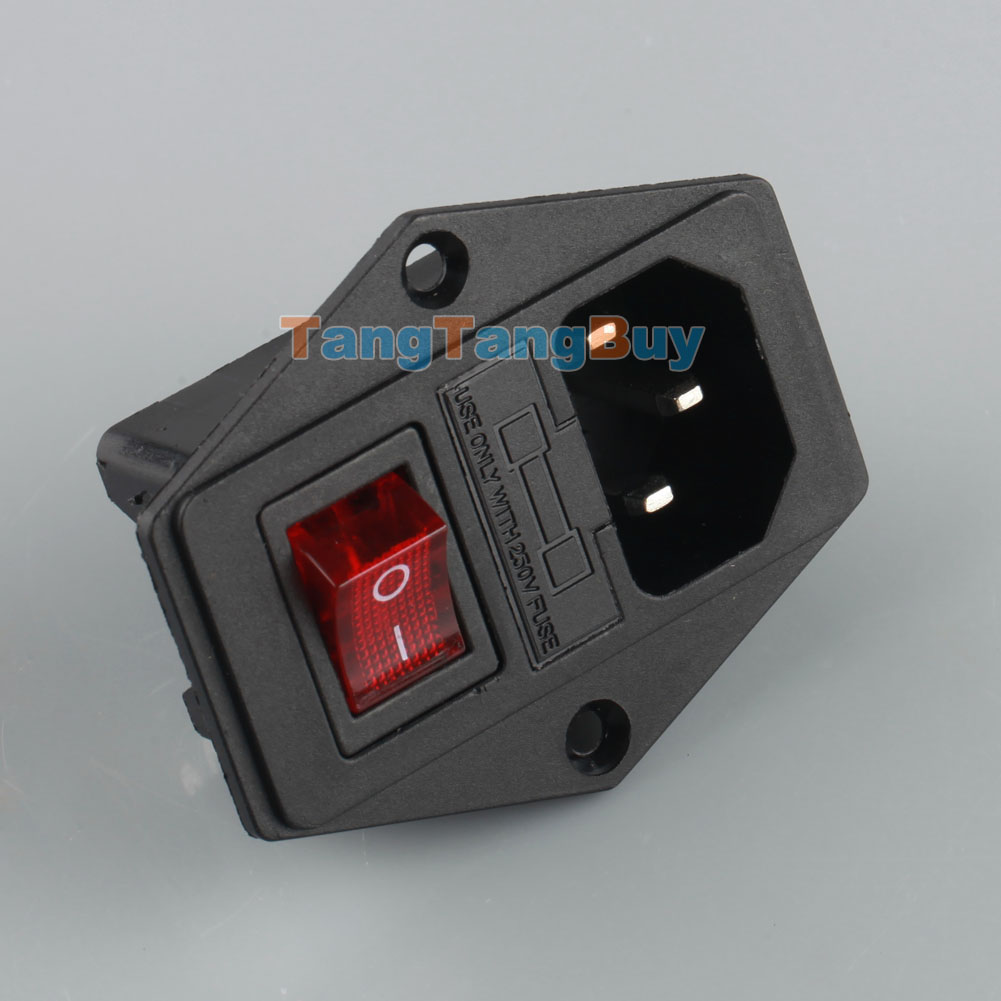 4 pcs 10A 250V Inlet Module Plug Fuse Switch Male Power Socket 3 Pin