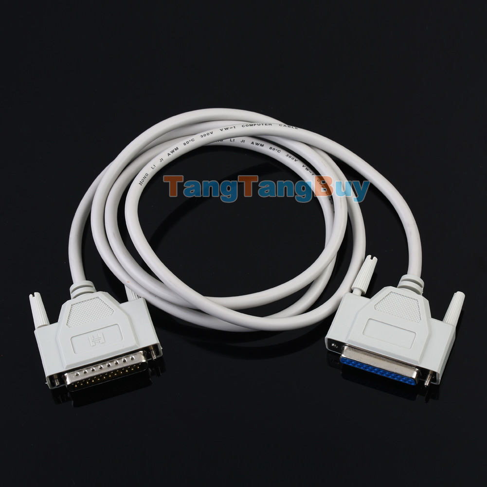 Male to Female 25 Pin Parallel DB25 Printer Cable Fully Wired 25 pin