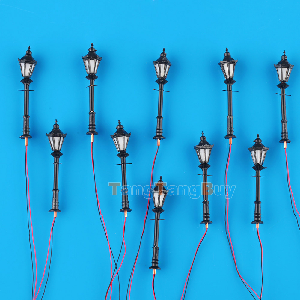 10pcs Model Railway LED Lamppost Lamps Antique Street Lights N Scale 1