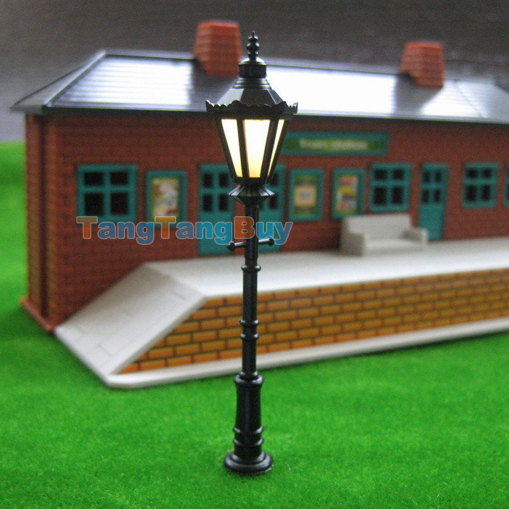 10 x OO Scale Model Railway Black 3V LED Lamppost Lamps Street Lights 1