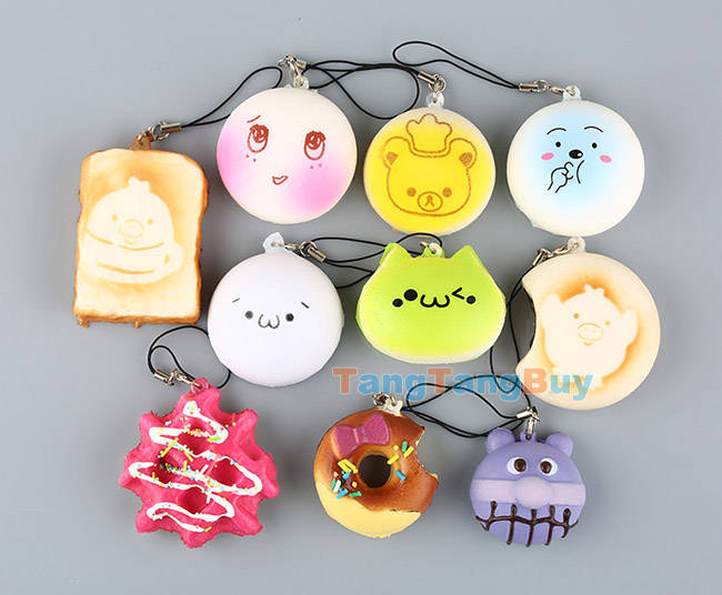 10x Kawai Bread Squishies Mini Waffles Donuts Toast Sprinkle Bun Charms Keychain eBay