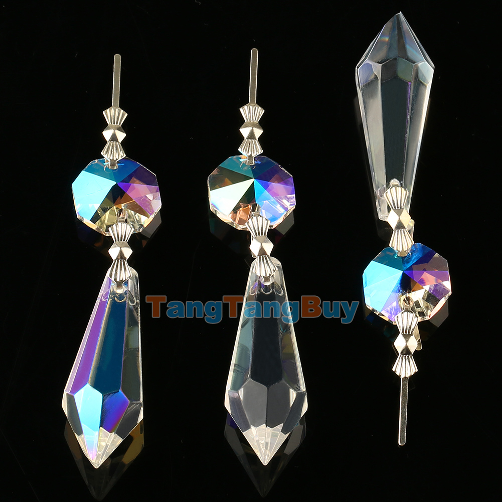 10 Chandelier Lamp Wedding Icicle Hanging Crystal Glass Replacement