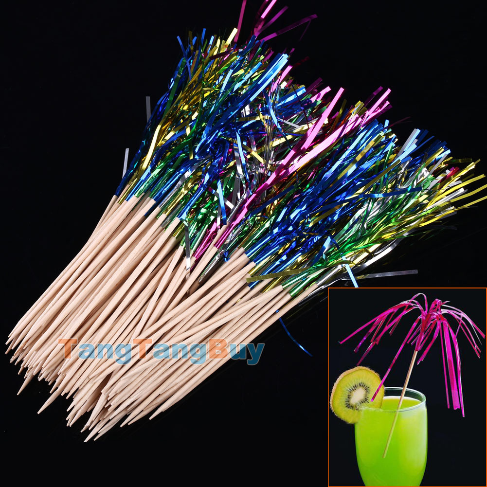 170 x Cocktail Fireworks Glitter Drink Fruit Canapes Picks Wedding